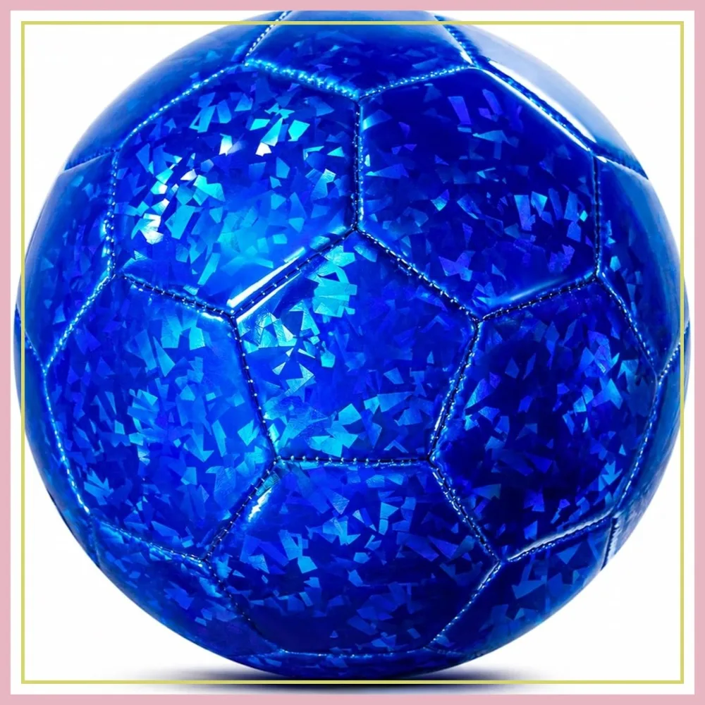

Size 3 Soccer Ball for Kids 3-8, Glitter Blue Training Ball Soft for Toddlers, Indoor Outdoor Play