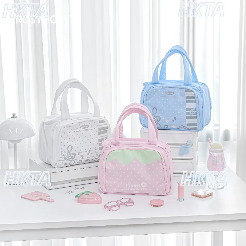 Sweet Fashion Wash Area Storage Bags Portable Travel Bag Music Note Point Porthos Women Cosmetic Bags Portable Lightweight
