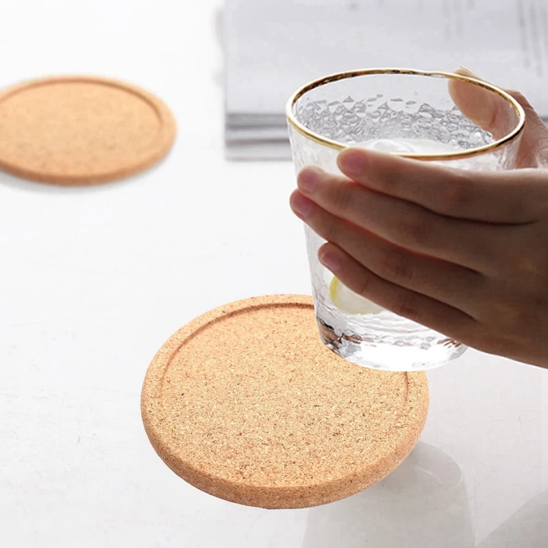 2X Cork Coasters With Lip For Drinks Absorbent Thick Rustic Saucer With Holder Heat & Water Resistant Best Reusable