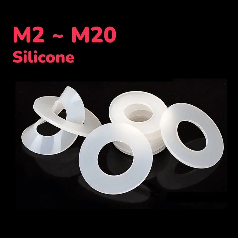 Soft Silicone Flat Pad Washer M2 M2.5 M3 ~ M20 White Silicon O Ring Seal Washer Sealing Ring Waterproof Gasket