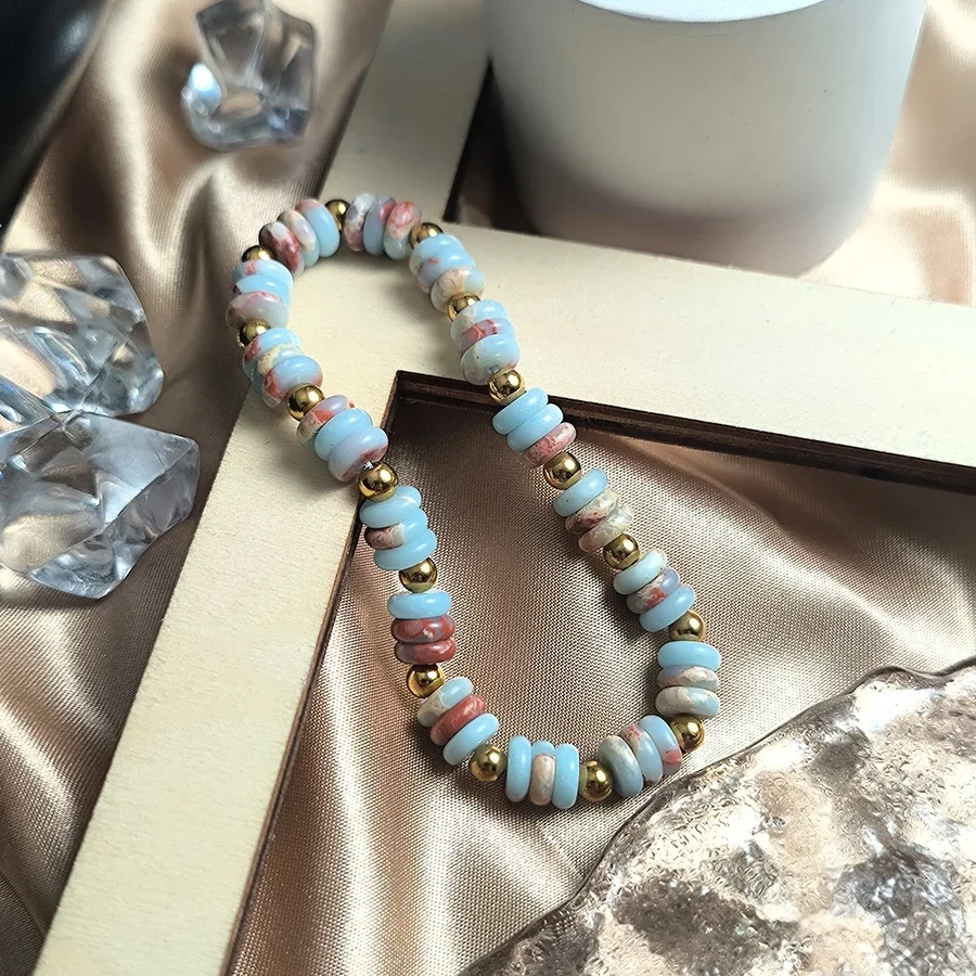 

Богемный женский комплект браслетов из бисера из натурального камня, бусины из нержавеющей стали, ювелирный подарок, подходит для праздничных свадебных вечеринок