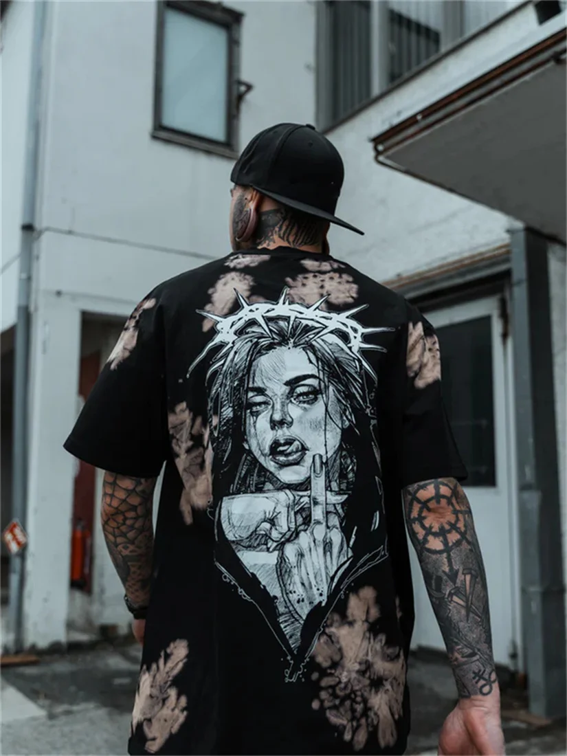 

Fashion Gothic Style Men's Cool Trendy Womens T-shirt Summer Autumn 3D Printed Casual Round Neck Short Sleeve New Tee Top