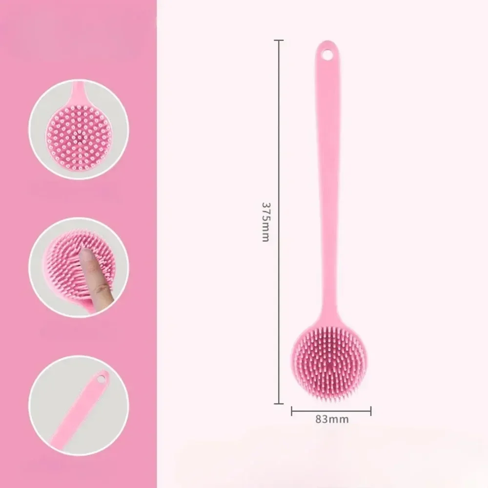 Double-Sided Silicone Back Scrubber Long Handle Long Handle Body Bath Brush Mud Back Scrubber Shower Massage Exfoliation Brush