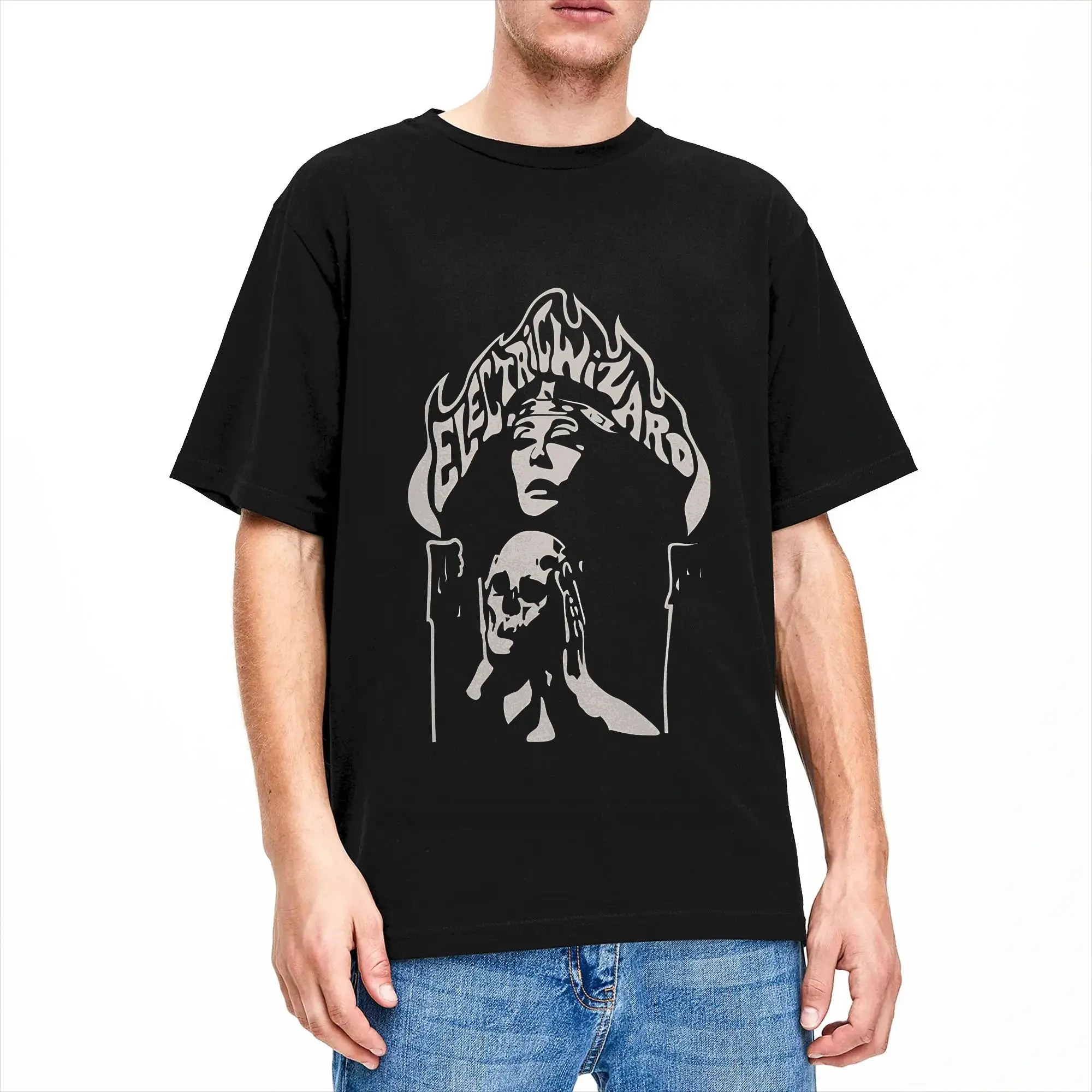 Electric Wizard 100% Cotton T-Shirt For Male Summer  Streetwear T Shirts O Neck Hip Hop Tees Oversized Design Tops