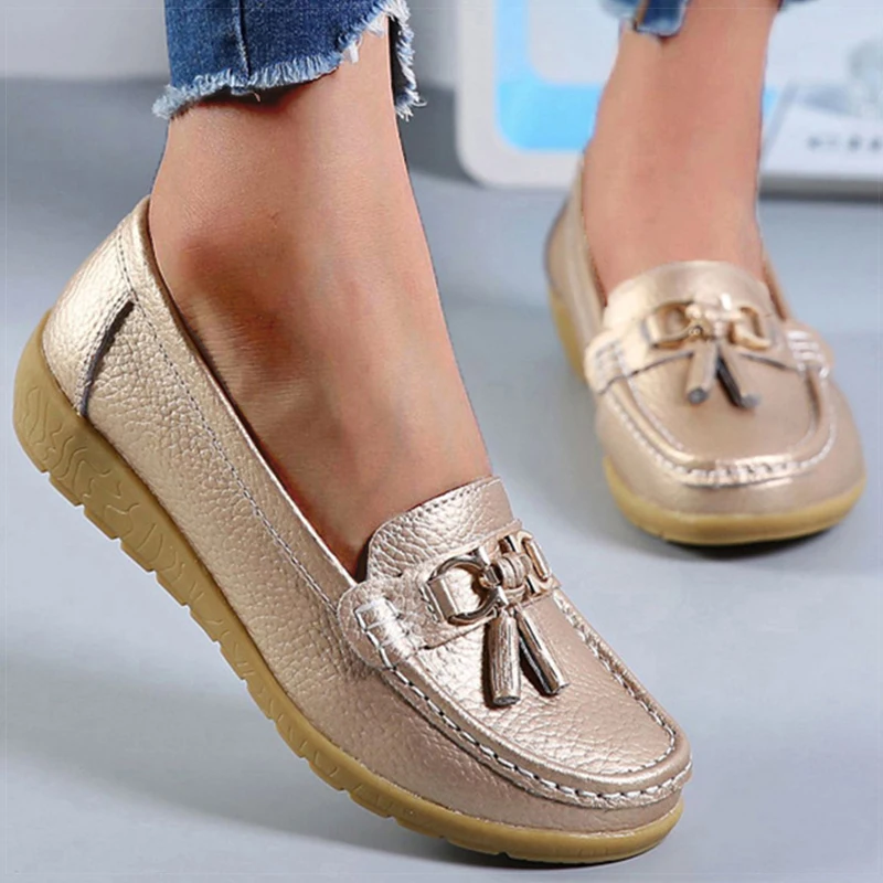 Women Shoes Nurse Loafers Shoes Classics Flats Zapatos Mujer Comfortable Flat Shoes Women White Casual Leather Women's Footwear