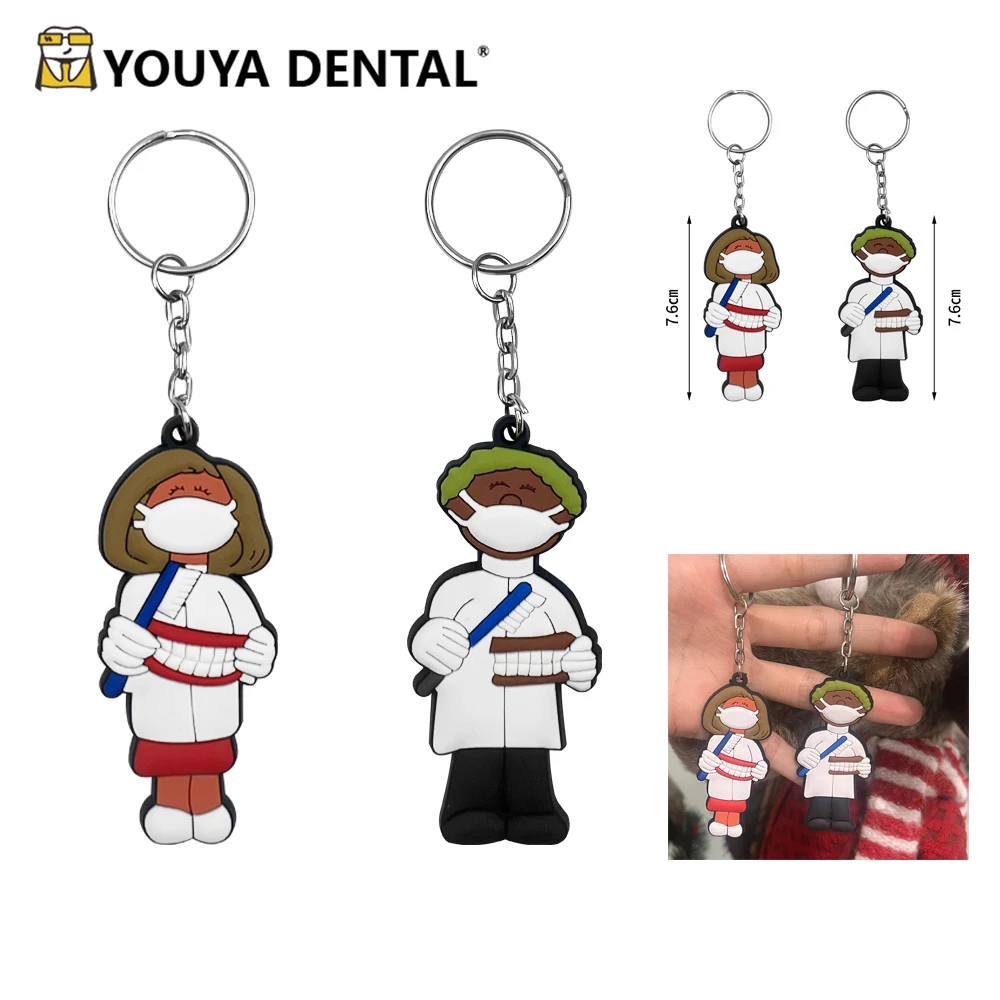 5pcs Dental Tooth Keychain Kawaii  Key Chain Cute Men Women Couple Key Holder Trinket Dentistry Dentist Gifts