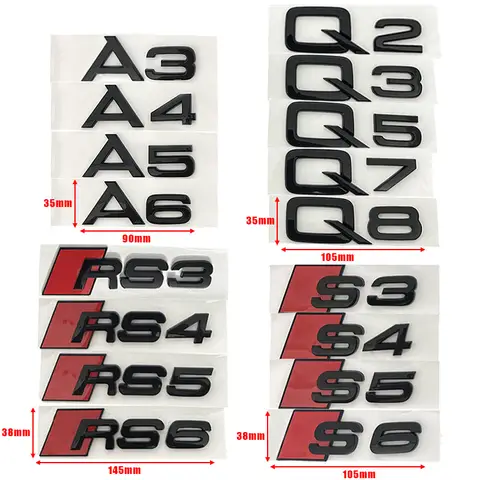 Audi 3D ABS Car Logo Badge Trunk Decal Fender Sticker Decal Emblem Accessories For A1 A3 A4 A5 Q2 Q3 Q5 Q7 RS3 RS4 RS5 RS6 S3 S4