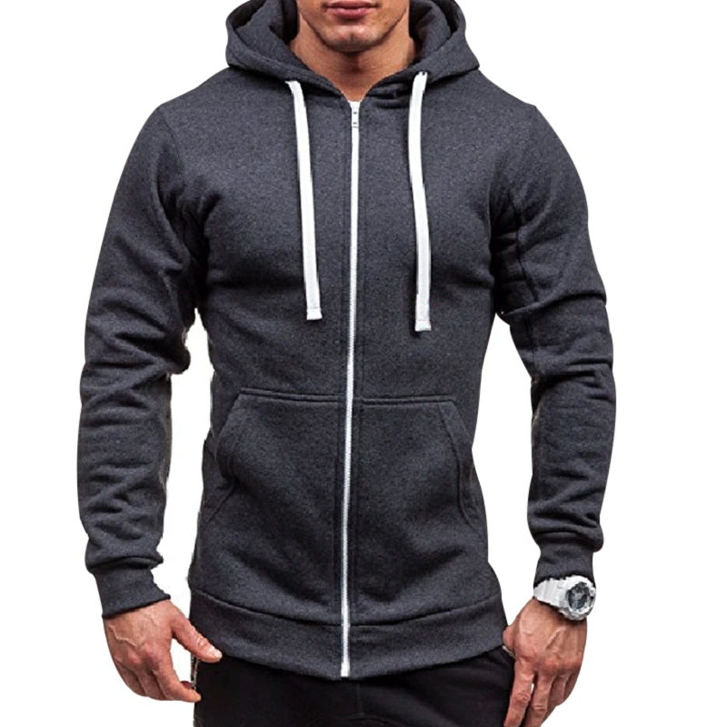 Autumn Spring Drawstring Zipper Hooded Sweatshirt Male Long Sleeve Hoodie Coat Men Top Clothes Hot Sell Men Hoodies Jacket MY041