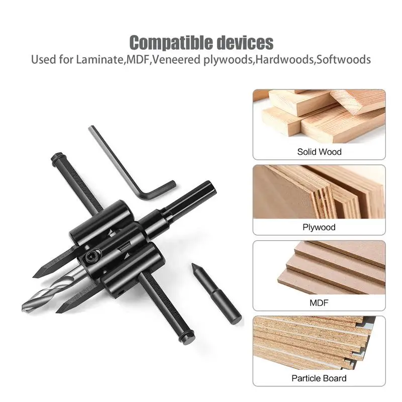 40-120mm Adjustable Hole Cutter Wood Drywall Drill Bit Saw Round Cutting Aircraft Type DIY Tool