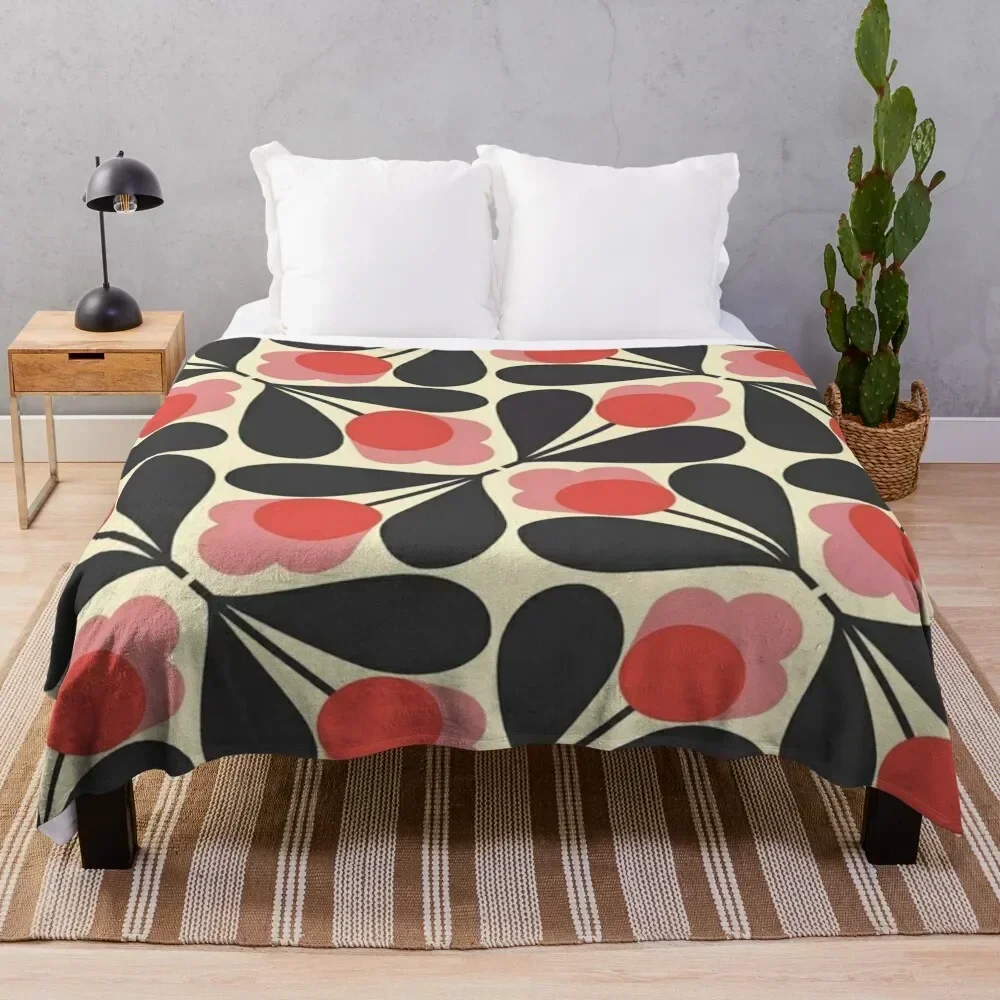 

orla kiely Acorn ,black, red,white,floral patterns Throw Blanket Stain Resistant Cozy Warm Blanket