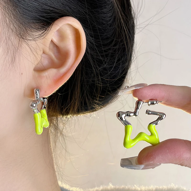 

*Love five pointed star earrings with unique personality for women
