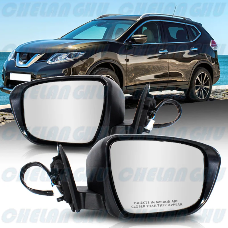 Mirror For Nissan X-Trail T32 Rogue Sport 2014 2015 2016 2017 2018 2019 US Version 1 Pair 13Pin Black Painted Power Fold Camera