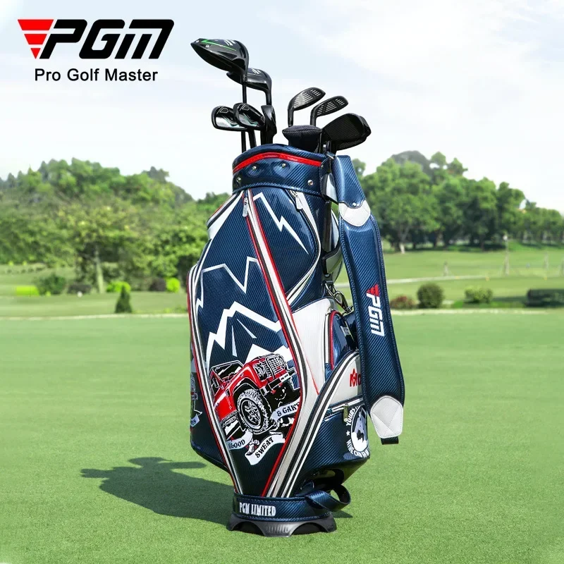 PGM MOO EYES Luxury Men Golf Bag Standard Bagpack Can Hould 13pcs Clubs Waterproof Crystal Leather 3D Embroidered QB112