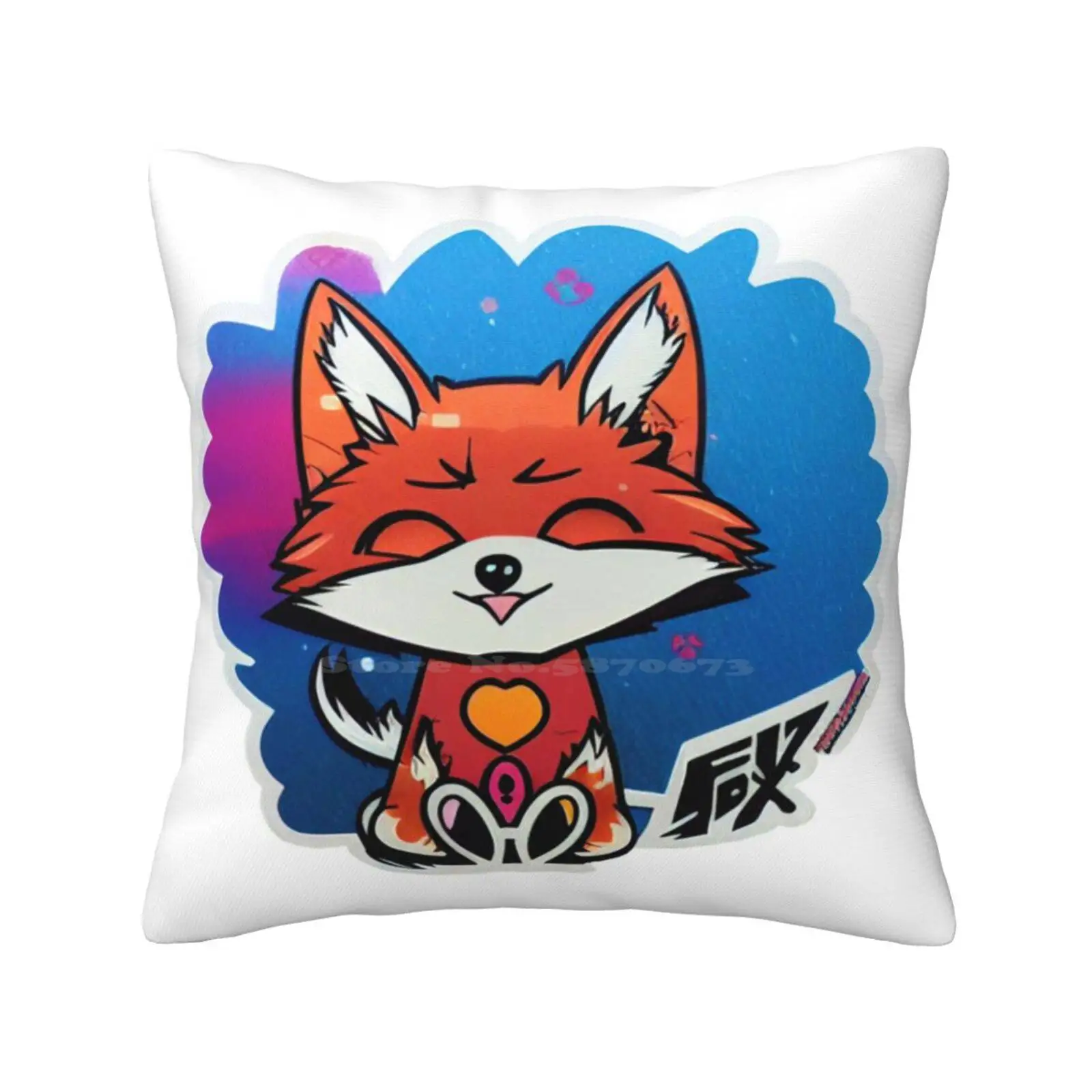 Chibi Fox Cute Chibi Anime Sticker Throw Cushion Pillow Cover Chibi Anime Kawaii Weeb Manga Cute Usagi Wibu Cartoon