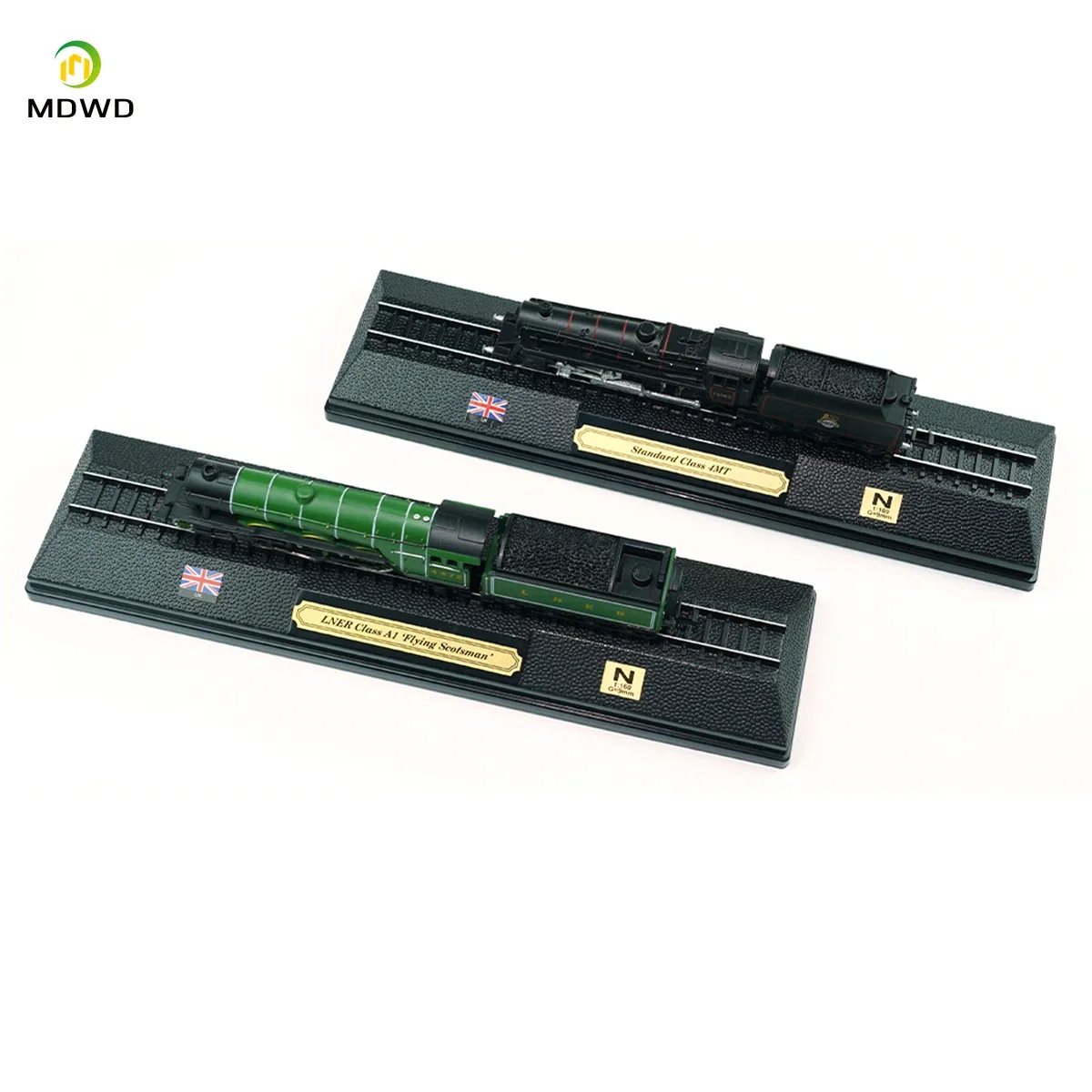N Scale Model Railroad Static Plastic Locomotives with Base and Dustproof Display Case for Model Trains Display