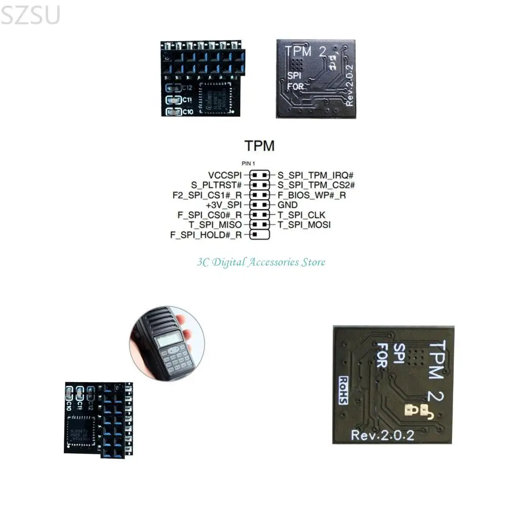 

SZSU TPM Board 14Pin TPM2.0 Module LPC Interfaces Strong Encryptions Security Module