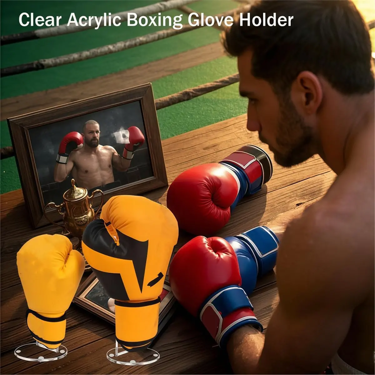 POPULAR-2 Pack Boxing Glove Holder Rack Boxing Gloves Display Stand Sports Gloves Vertical Display Rack Desk Stand