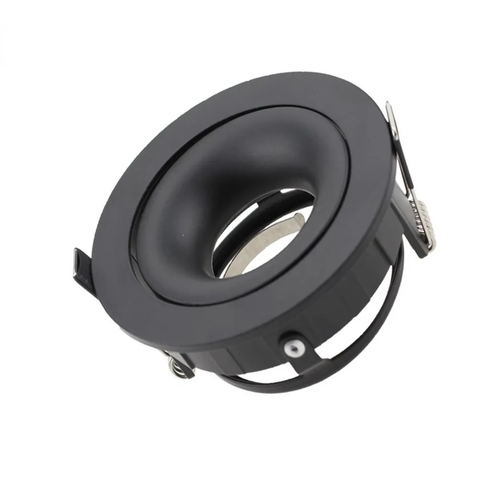 Round Black Recessed LED Ceiling Light Adjustable Frame MR16 GU10 Bulb Fixture Downlight Holder