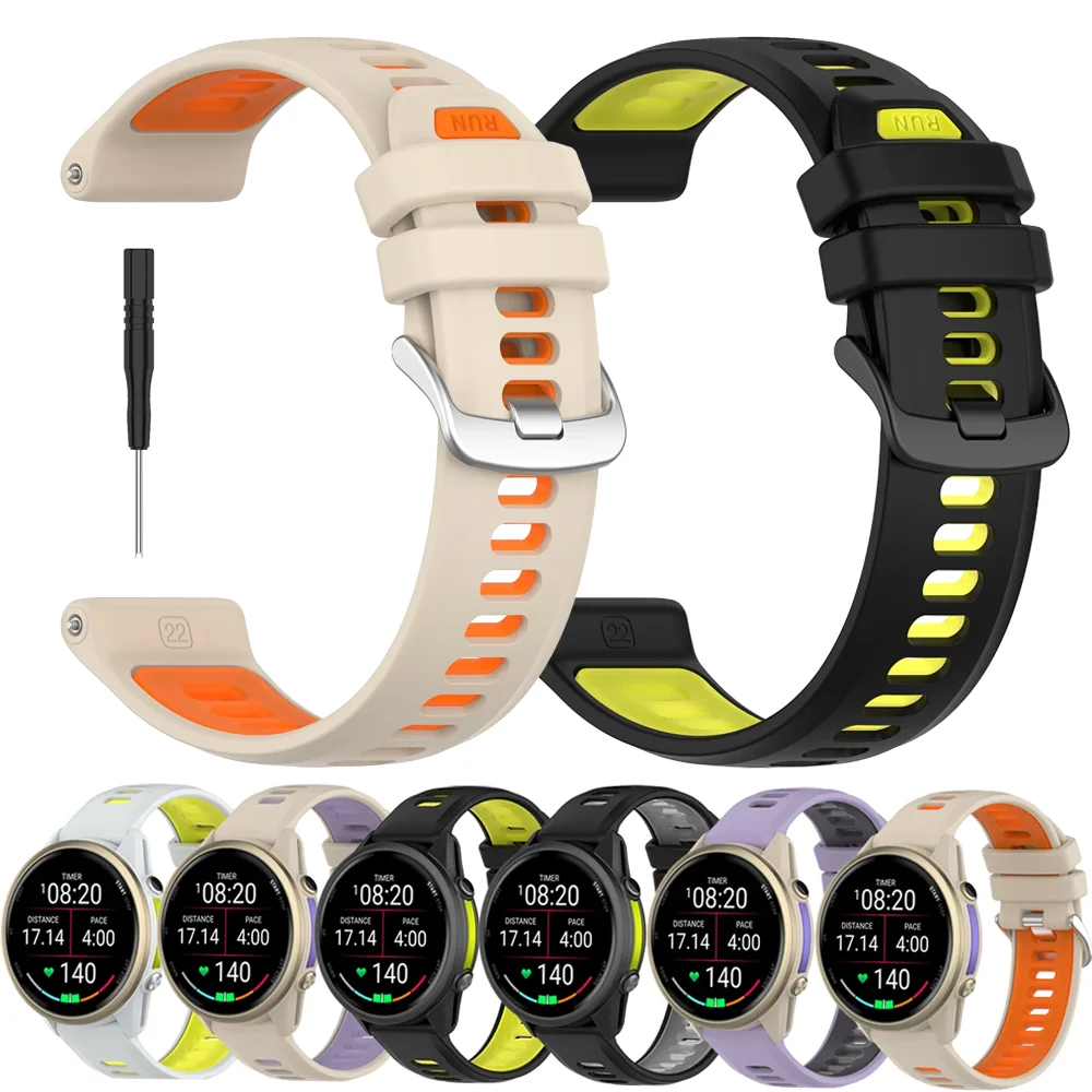 Offizielles Silikonarmband für Garmin Forerunner 970 955 945 935 745 Zweifarbiges Sport-Atmungsaktives Forerunner 965 Armband