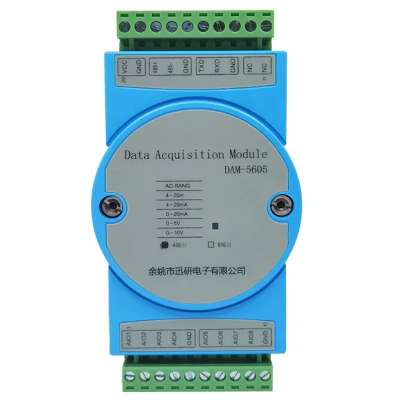 

DAM5605 photoelectric isolation RS485/RS232 to 4/8 analog output acquisition module converter 4-20mA 0-10V MODBUS-RTU