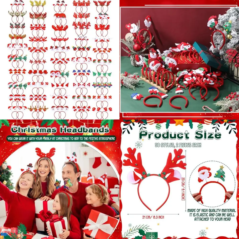 

Cute Assorted Christmas Headbands - Reindeer, Snowman, Santa - Party Favors for Holiday Celebrations