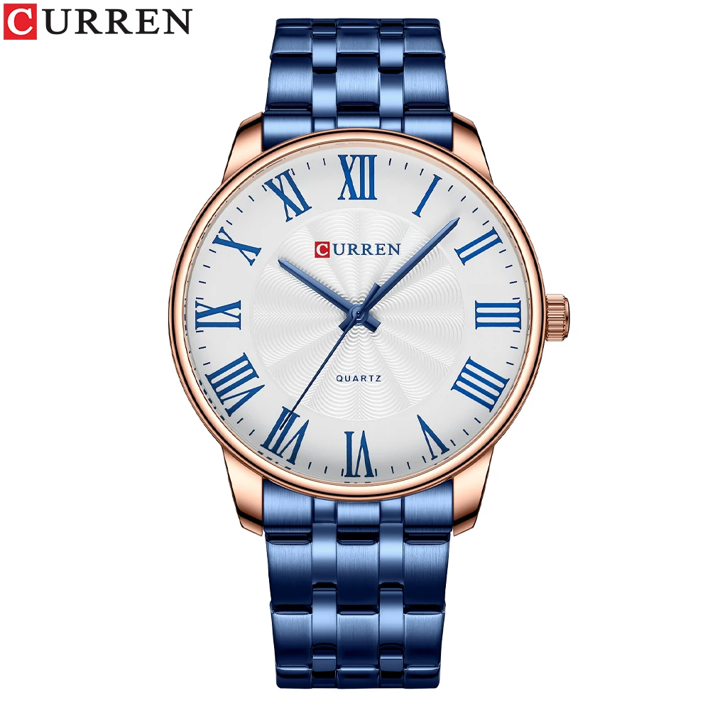 CURREN Neue schlichte Edelstahl-Armbanduhr für Herren, Luxusmarke, Business-Quarzuhr mit römischen Zahlen 8