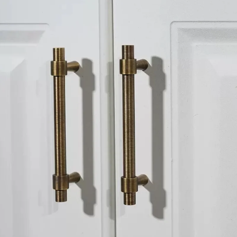 New Solid Brass Wardrobe Closet Door Pulls Antique Kitchen Cabinet Storage Handles Retro Cupboard Drawer Knobs Furniture Handles