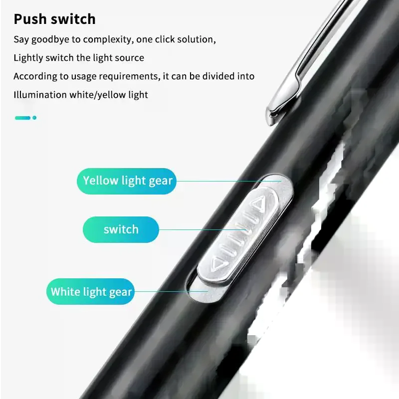 Mini Nursing Flashlight USB Rechargeable  Handy Pen Light LED Torch Lamp With Stainless Steel Clip Pocket Led Flashlight