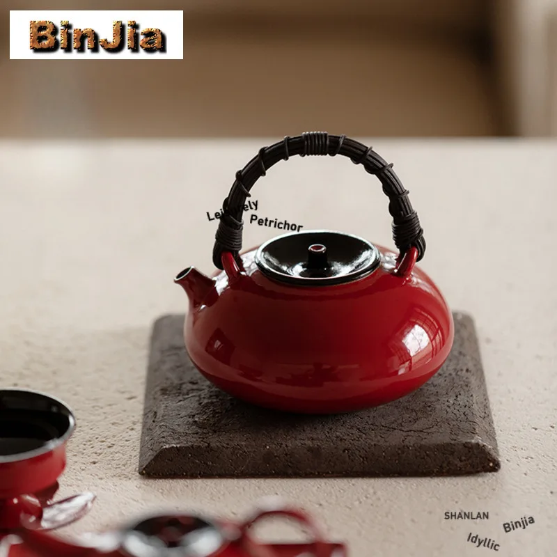 

Imperial Palace Red Teapot Ancient Tea Infuser Pot Household Tea Maker Kettle With Filter Kung Fu Tea Cafes Supplies Decoration