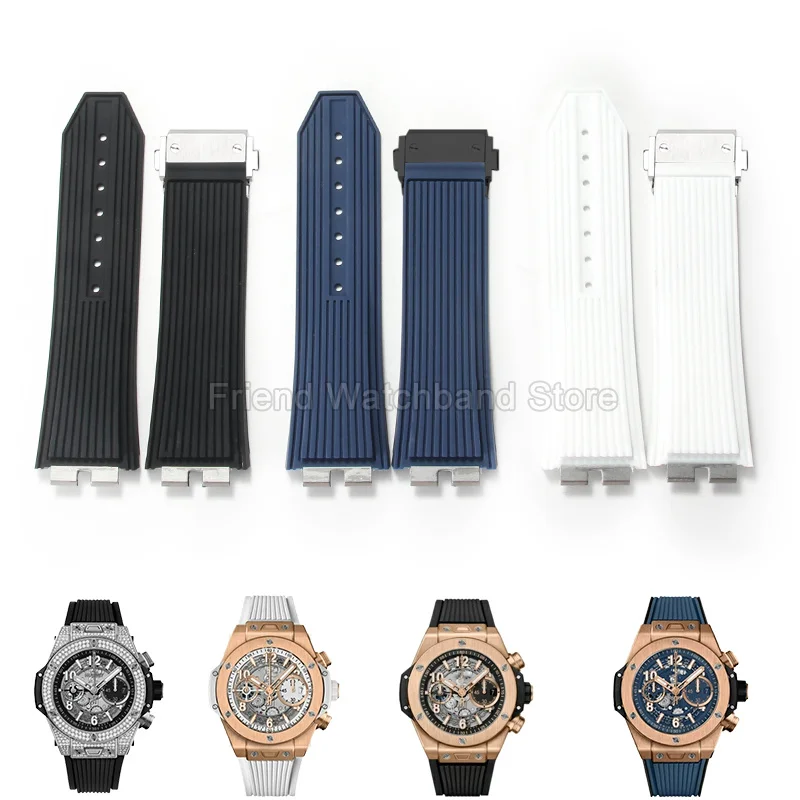 For Hublot Yubo BIG BANG 411 415 401 Band Quick‑release Special Convex Interface Seamless Connection Fluororubber Watch Bracelet