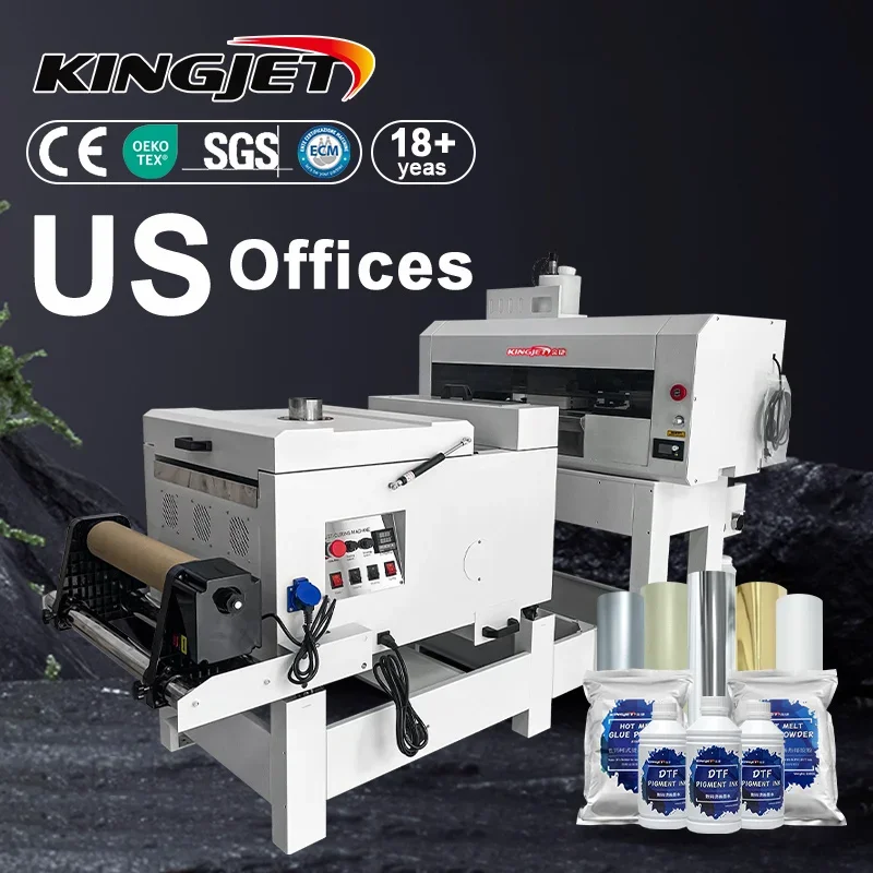 Kingjet USA Pro Dual Head DTF Printers 30cm 60cm A3 A1 Sizes Xp600 DTF Printing