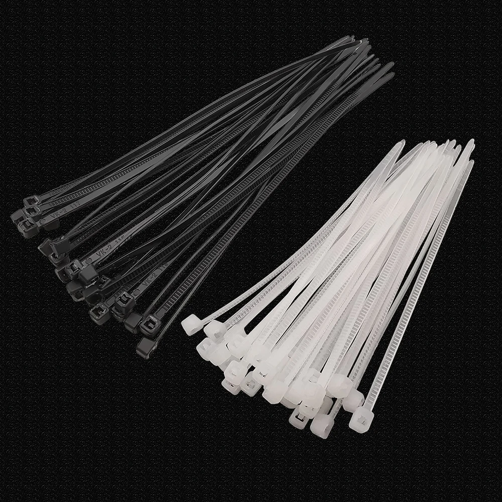 100Pcs/lot Self-Locking Plastic Nylon Cable Ties Black White Cable Zip Tie Binding Straps Fastening Ring Width 1.8mm 2.5mm 3.5mm