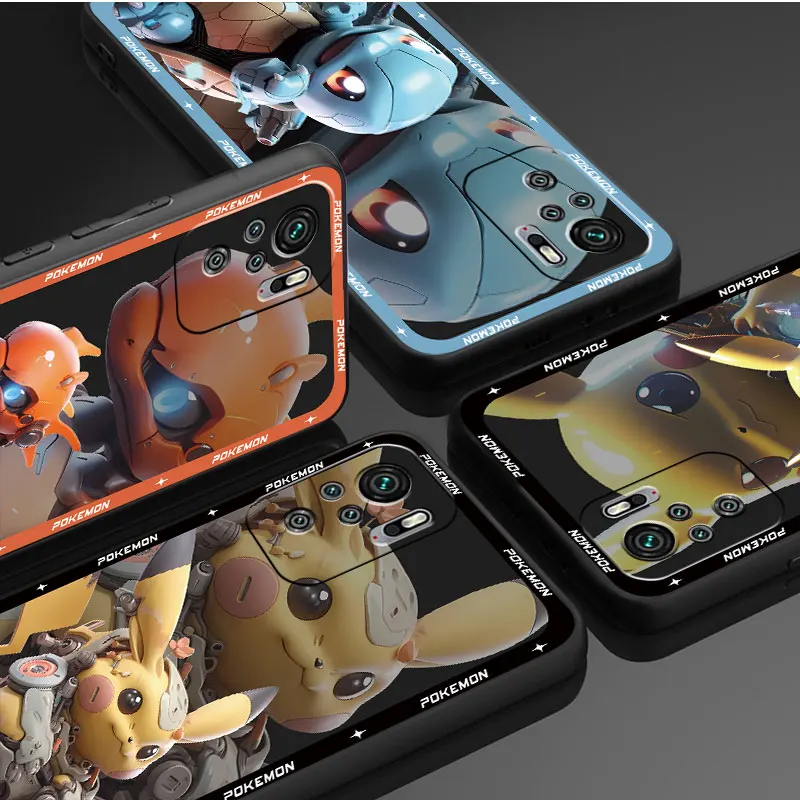 phone blakc cases For Xiaomi Redmi Note 11 12c 8 Pro 13 12 9Pro 5g 12s K40 9S 10 11S Silicone Cover Mecha Style Pikachu Pokemons