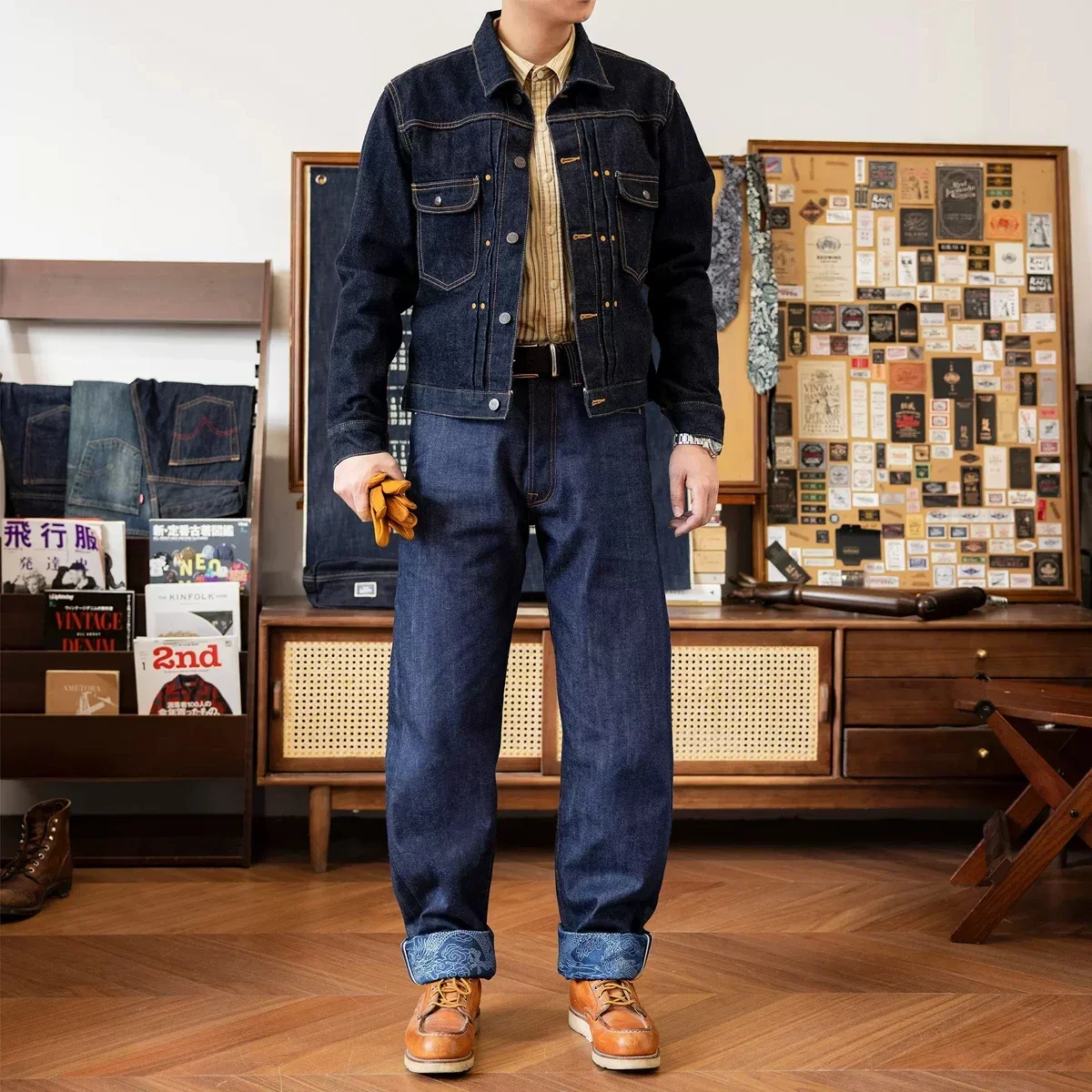 بنطال جينز Red Tornado NOIR Year of the Dragon Limited Edition 14oz من قماش النيلي الطبيعي Selvedge Denim #6