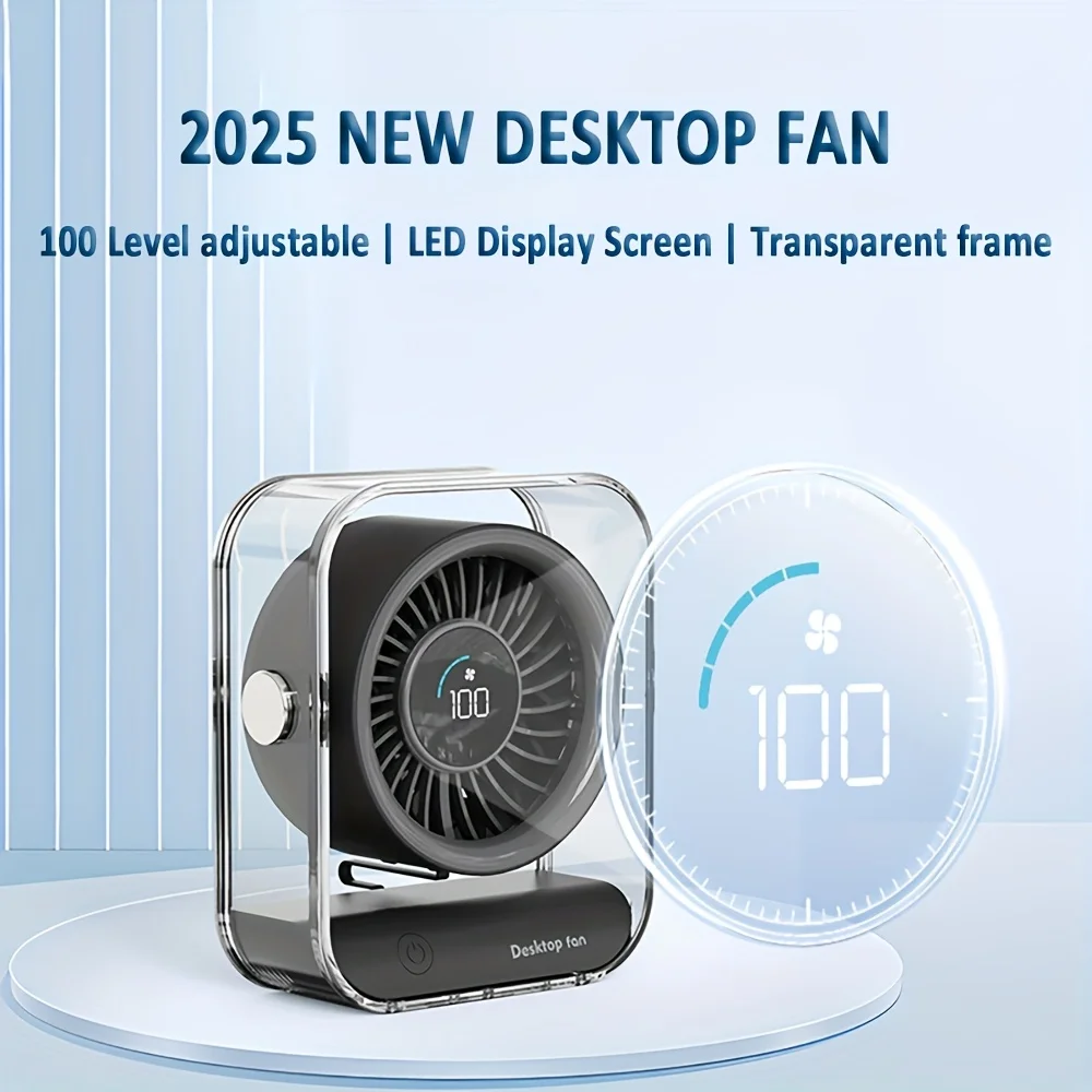 مروحة سطح مكتب جديدة تعمل بمنفذ USB في شاشة LED رقمية يمكن أن تدور لأعلى ولأسفل بمقدار 30 عامًا ° للاستخدام في المكتب وغرفة النوم المكتبية #1