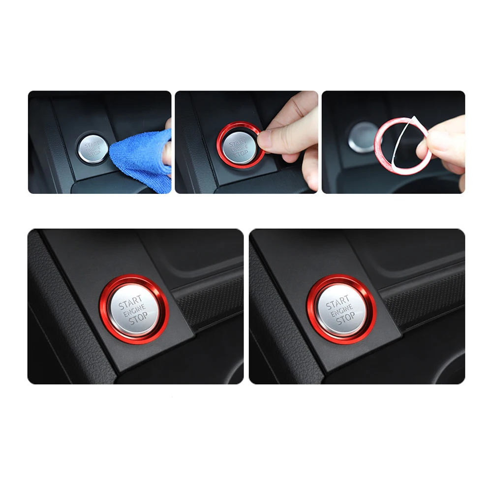 1Pc Car Engine Start Stop Button Key Ring Cover Ignition Stickers for Audi Q5 Q7 A8L A5 A6L A4L Red Blue Gold Silver Black Cover