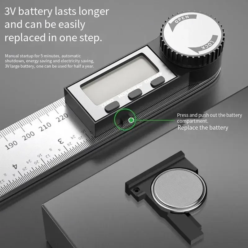 Digital Protractor Goniometer Ruler LCD Display Carpenter Angle Detector 360° Level Measure Ruler Measuring Tools for Woodwork