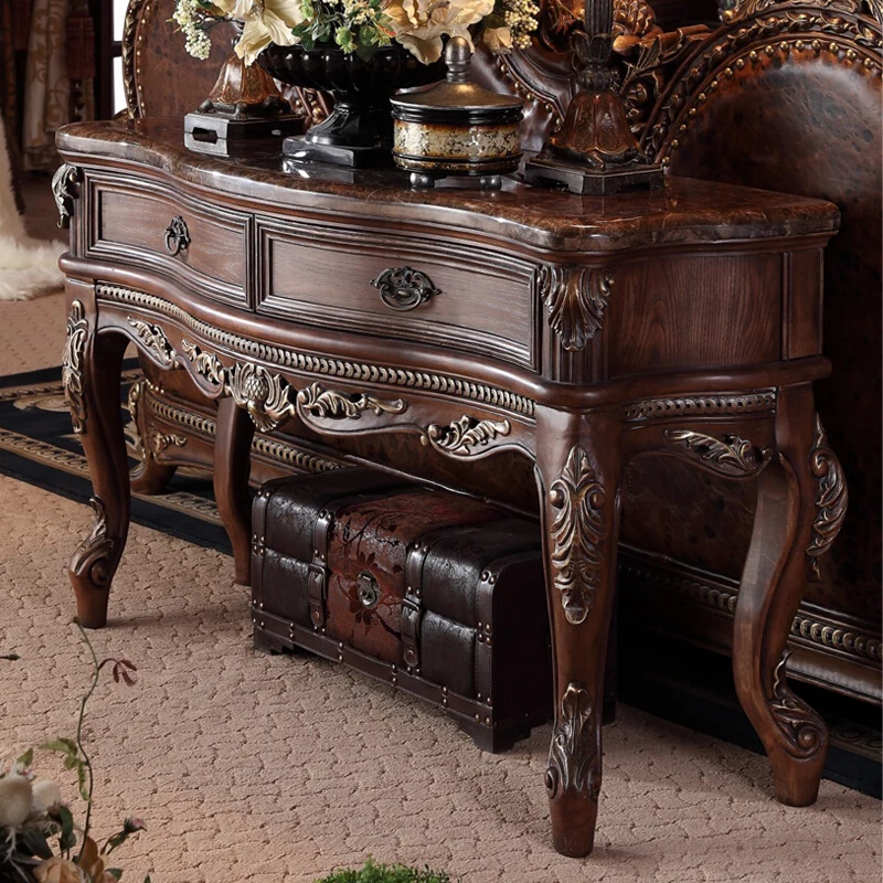 European solid wood porch table marble American porch cabinet case table custom living room foyer solid wood furniture custom