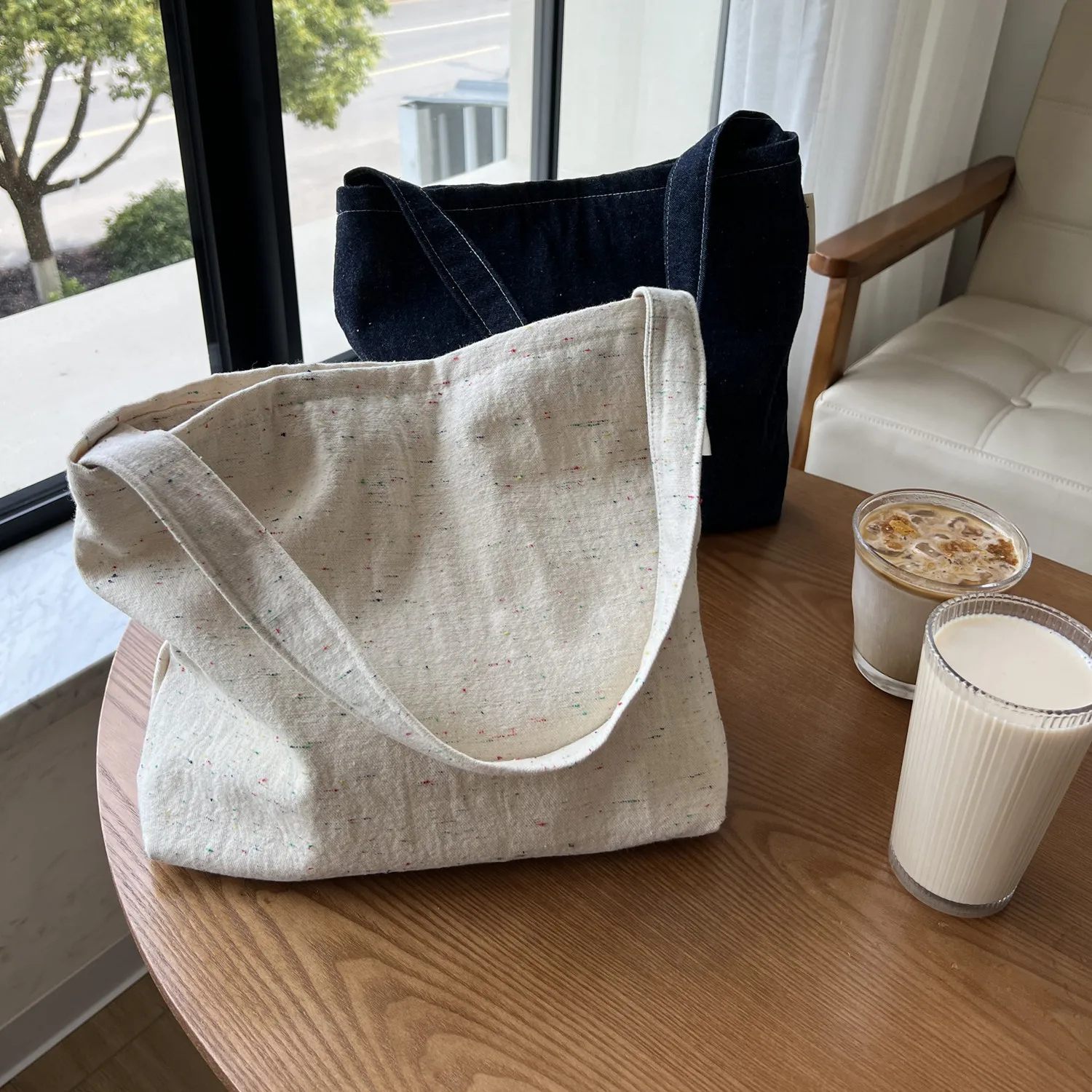Canvas Bag Women Fashion Simple Summer Office Lady Shoulder Bags Handbag Vintage High-Capacity All-match