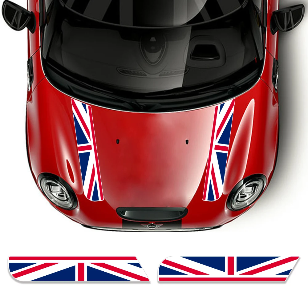 Bonnet Union Jack Stripes Vinyl Graphics Decals Sticker For MINI Cooper S R55 R56 F56 F55 F57 F60 R60 Countryman JCW Accessories