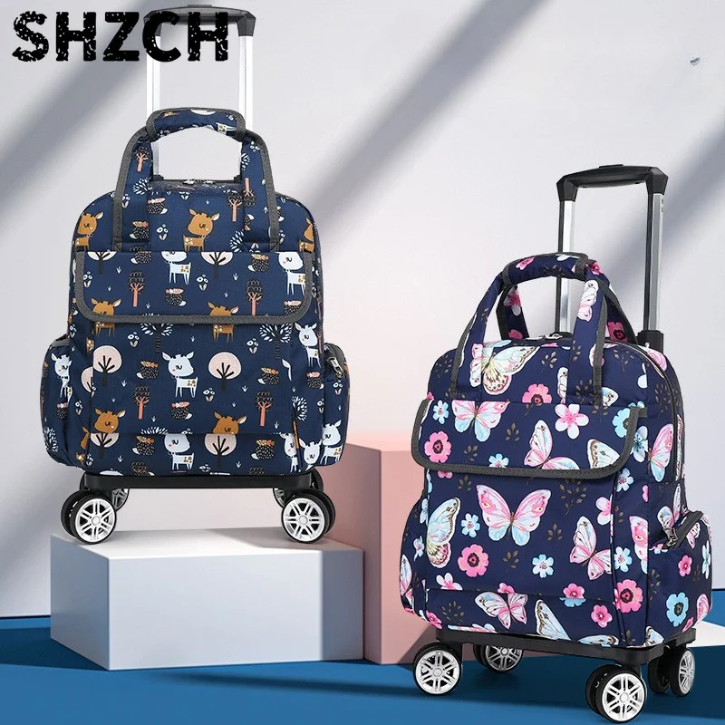 Faltbare Rolltasche Leichte Reisetasche mit Einziehbarem Griff Wasserdichte Reise-Trolley-Tasche für Flugzeuge