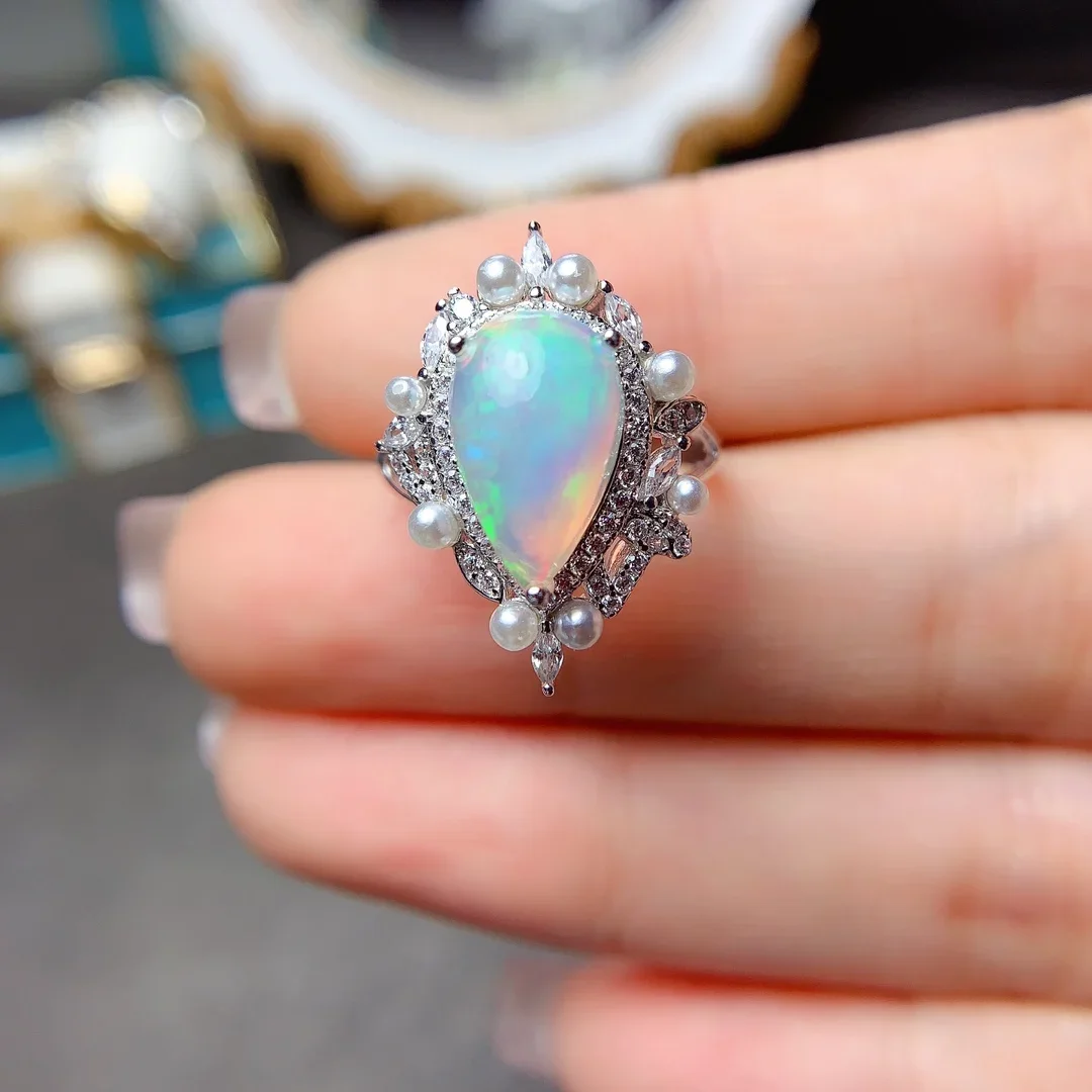 

Opal Ring Silver 925 Ring Engagement Rings for Women Luxury Gemstones Jewelry Gems New in Rings Wedding Adjustable Fine