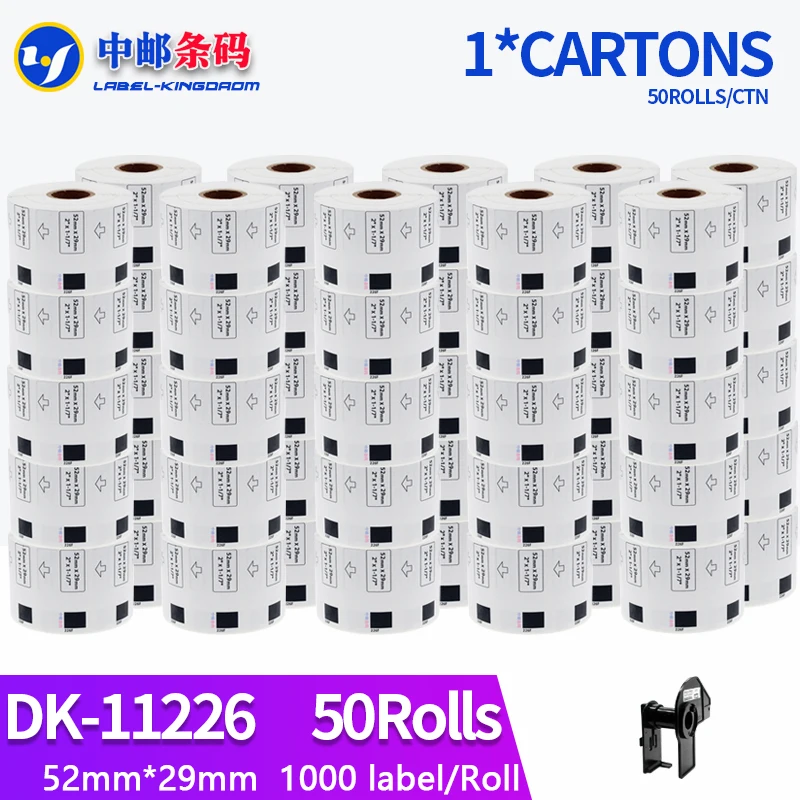 

50 Rolls Compatible DK-11226 Label 52*29mm 1000Pcs Die Cut Work for Brother Thermal Printer QL-700/800/810/820/1100/1110 DK-1226