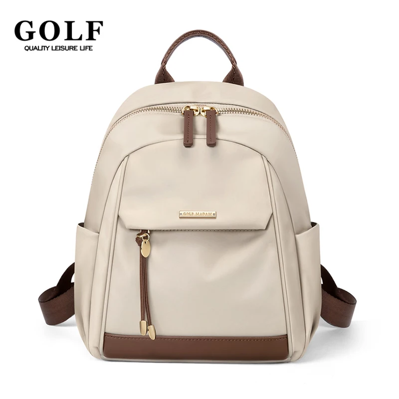 GOLF Small Backpack Apricot Women Black Waterproof Backpack Laptop Outdoor Female Oxford Fashion Commuter Bag Designer Luxury