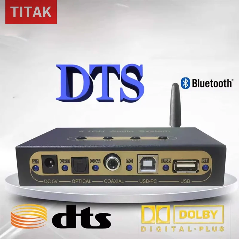 

DTS Dolby Surround 5.1 CH DAC Audio Decoder Stereo U Disk Bluetooth 5.0 Receiver Optical Coaxial PC-USB for Amplifie Wireless