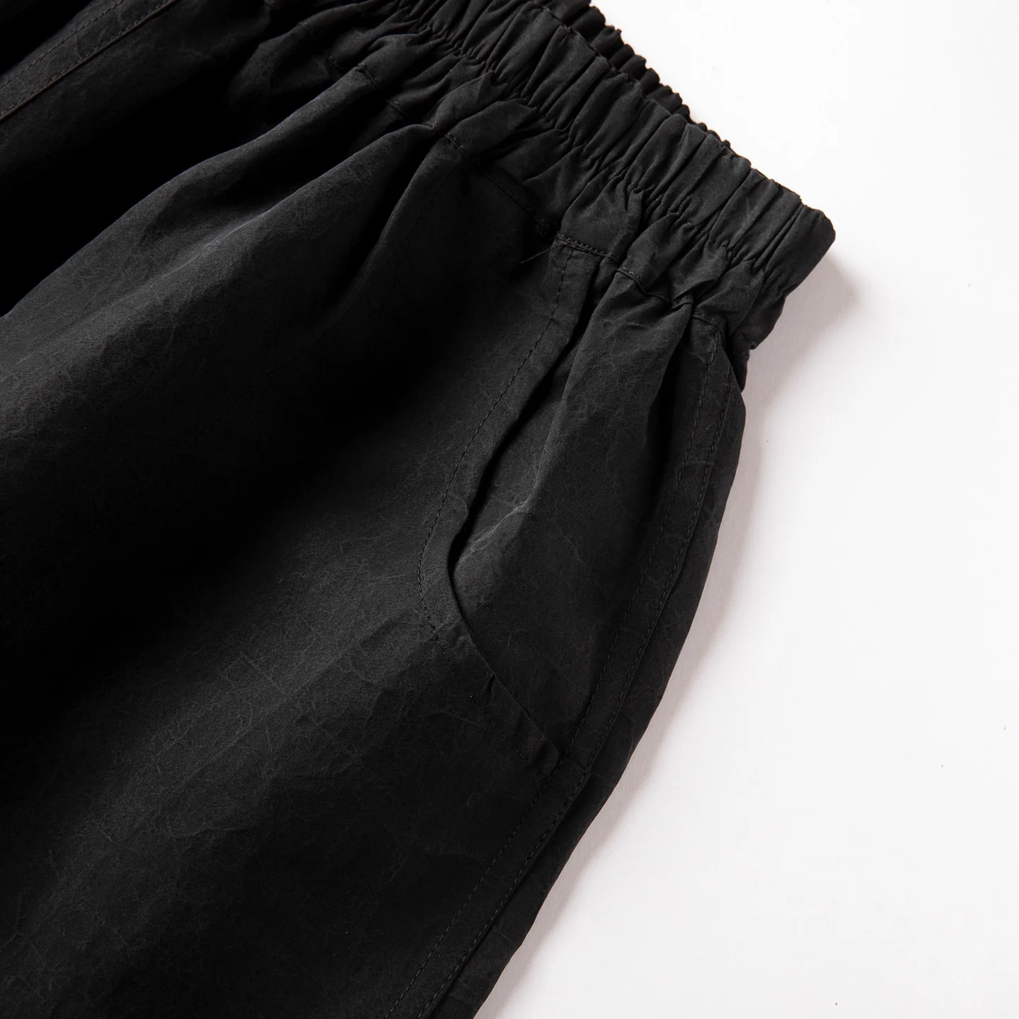 Women's Fashion Black 100% Natural Mulberry Silk Turtle Crack Gambiered Guangdong Gauze Retro Pocket Design Straight-leg Pants