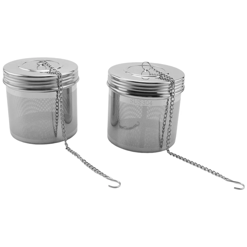 AB68 2 Pack Large Tea Ball Infuser For Loose Leaf Tea & Spice Infuser For Cooking, Threaded Lid, Extra Fine Mesh Tea Strainer