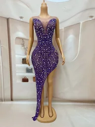 Rhinestone Wrap Split PurpleDrag queen Lady Gaga Beyonce Dj Show Sharon Glitter New Year Party Club Fancy  Birthday Sexy costume