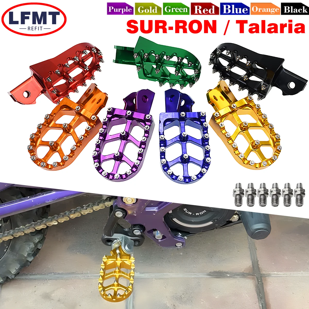 

Motorcycle CNC Footpegs Foot Pegs Rests Pedals For Sur-Ron Surron Sur ron Light Bee S Light Bee X Off-Road Electric Foot Pedals