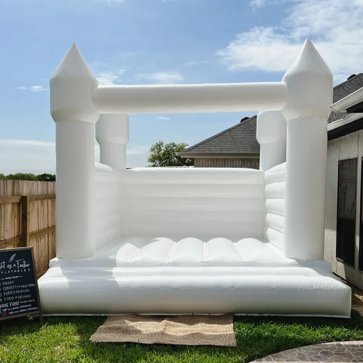 Maison de rebond blanche en PVC de 13 pieds avec souffleur pour enfants/fête d'anniversaire/halloween/événement de fête de noël